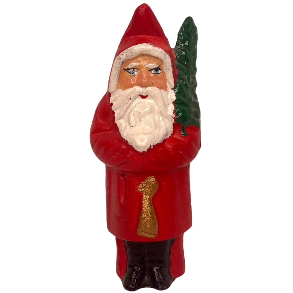 Vintage Cast Iron Still Bank Santa Claus Original Christmas Great Paint Gold